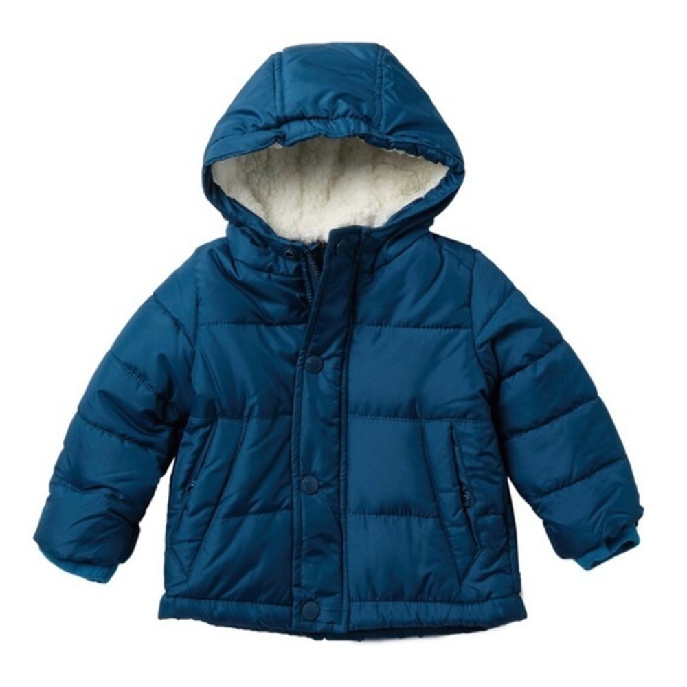 Ben Sherman Blue Faux Shearling Puffer Jacket